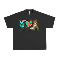 Pigment Black peace love collie Urban Heavy Tee - texasbilliewilder