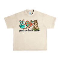 Sandshell peace love collie Urban Heavy Tee - texasbilliewilder