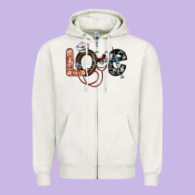 Love Nurse Zipper Hoodie Designed By Sublimationcraftshop