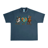 Midnight Navy peace love cowboy Urban Heavy Tee - texasbilliewilder