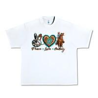 White peace love cowboy Urban Heavy Tee - texasbilliewilder