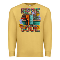 Antique Gold hippie soul with caravan and flowers Premium Sweatshirt - Artiststas
