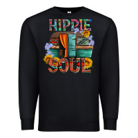 Black hippie soul with caravan and flowers Premium Sweatshirt - Artiststas
