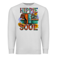 Dove Grey hippie soul with caravan and flowers Premium Sweatshirt - Artiststas