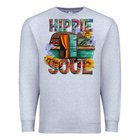 Heather Grey hippie soul with caravan and flowers Premium Sweatshirt - Artiststas