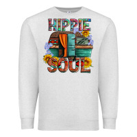 Oatmeal Heather hippie soul with caravan and flowers Premium Sweatshirt - Artiststas