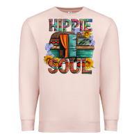 Pale Pink hippie soul with caravan and flowers Premium Sweatshirt - Artiststas