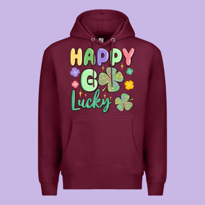 Happy Go Lucky Premium Hoodie Designed By Maliassmallbusiness