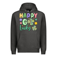 Charcoal Heather happy go lucky Premium Hoodie - MaliasSmallBusiness
