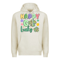 Oatmeal Heather happy go lucky Premium Hoodie - MaliasSmallBusiness
