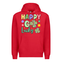 Red happy go lucky Premium Hoodie - MaliasSmallBusiness