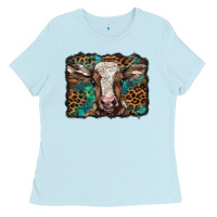 Baby Blue Christmas background baby calf Ladies Tee - BarkalooDesign