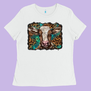 Christmas Background Baby Calf Ladies Tee Designed By Barkaloodesign