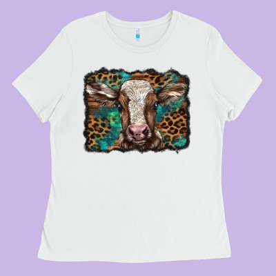 Christmas Background Baby Calf Ladies Tee Designed By Barkaloodesign