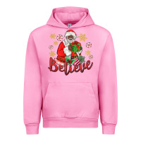Fuchsia Pink believe black santa christmas Urban Hoodie - MaliasSmallBusiness