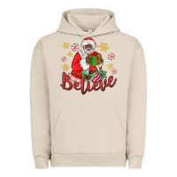 Pigment French Oak believe black santa christmas Urban Hoodie - MaliasSmallBusiness