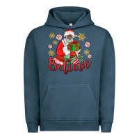 Pigment Midnight Navy believe black santa christmas Urban Hoodie - MaliasSmallBusiness