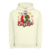 Pigment Pistachio believe black santa christmas Urban Hoodie - MaliasSmallBusiness