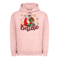 Pigment Salmon believe black santa christmas Urban Hoodie - MaliasSmallBusiness