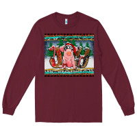 Burgundy joy pig Long Sleeve Tee - RanaPortraitStore