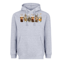 Heather Grey skeleton coffee cups Heavyweight Hoodie - Jasminsmagicworld