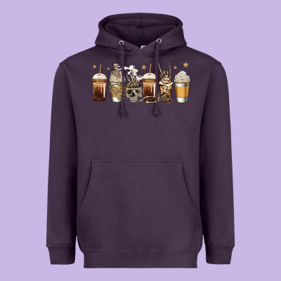 Skeleton Coffee Cups Heavyweight Hoodie Designed By Jasminsmagicworld