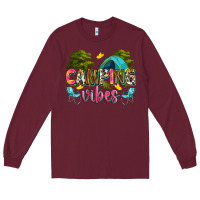 Burgundy camping vibes Long Sleeve Tee - Zillion Design Studio