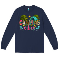 Navy camping vibes Long Sleeve Tee - Zillion Design Studio