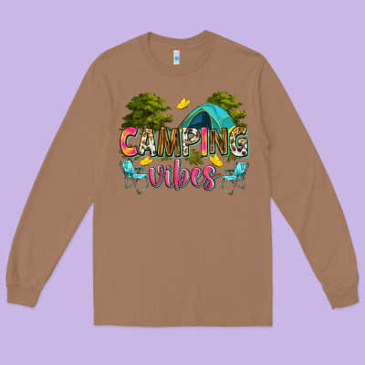 Camping Vibes Long Sleeve Tee Designed By Zillion Design Studio