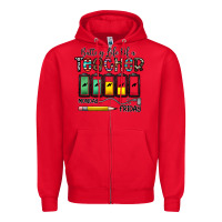 Red battery life of a teacher monday friday Zipper Hoodie - CowhideDigitalArt