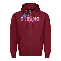 Burgundy strong with cross ribbon Zipper Hoodie - HRA Design Shop