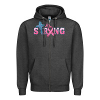 Charcoal Heather strong with cross ribbon Zipper Hoodie - HRA Design Shop