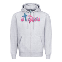 Heather Grey strong with cross ribbon Zipper Hoodie - HRA Design Shop