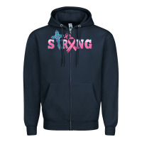Navy strong with cross ribbon Zipper Hoodie - HRA Design Shop