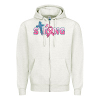 Oatmeal Heather strong with cross ribbon Zipper Hoodie - HRA Design Shop