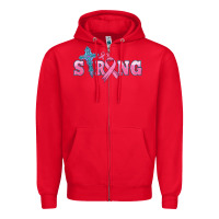 Red strong with cross ribbon Zipper Hoodie - HRA Design Shop