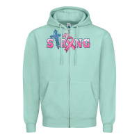 Seafoam strong with cross ribbon Zipper Hoodie - HRA Design Shop