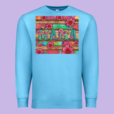 Mama With Tie Dye And Flowers Premium Sweatshirt Designed By Artiststas