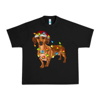 Black Dachshund Christmas Lights Urban Heavy Tee - RanaPortraitStore