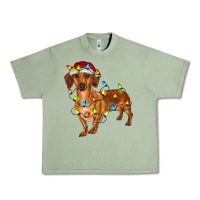 Oil Green Dachshund Christmas Lights Urban Heavy Tee - RanaPortraitStore