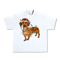 White Dachshund Christmas Lights Urban Heavy Tee - RanaPortraitStore
