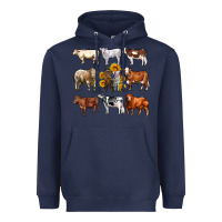 Navy western cowsand sunflowers Heavyweight Hoodie - AdoDesignShop