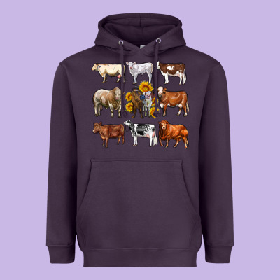 Western Cowsand Sunflowers Heavyweight Hoodie Designed By Adodesignshop