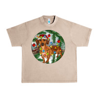 French Oak Dachshund Christmas Tree Urban Heavy Tee - RanaPortraitStore