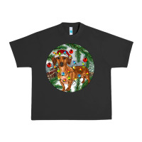 Pigment Black Dachshund Christmas Tree Urban Heavy Tee - RanaPortraitStore