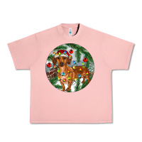 Salmon Dachshund Christmas Tree Urban Heavy Tee - RanaPortraitStore