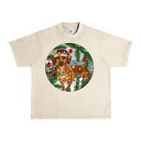 Sandshell Dachshund Christmas Tree Urban Heavy Tee - RanaPortraitStore