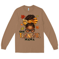 Toasted Coconut one thankful mama afro messy bun Long Sleeve Tee - texasbilliewilder