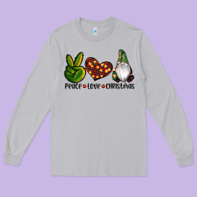 Peace Love Gnomes Christmas Long Sleeve Tee Designed By Ranaportraitstore