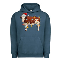 Pigment Midnight Navy Christmas cow Urban Hoodie - MaliasSmallBusiness